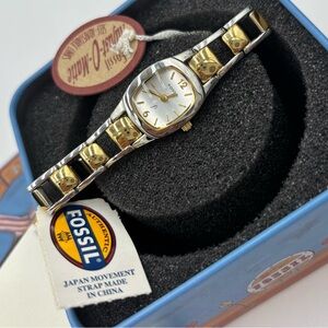 FOSSIL NWT F2 Two-Tone Gold & Silver Bracelet Watch ES9525, New in Box